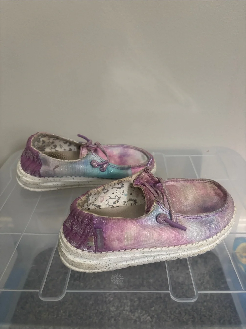 Hey Dude Kids Tie-Dye Slip-On Moccasins in Pink and Blue